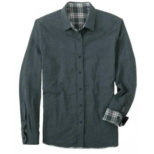 SOUTHERN TIDE melbourne reversible plaid sportshirt in heather dark slate