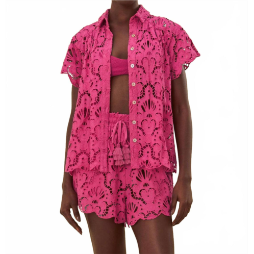 FARM RIO seashell eyelet shirt in pink