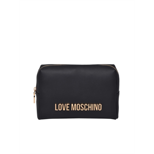 LOVE MOSCHINO black polyurethane beauty case