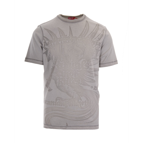 DIESEL white rawjust embossed cotton-blend t-shirt