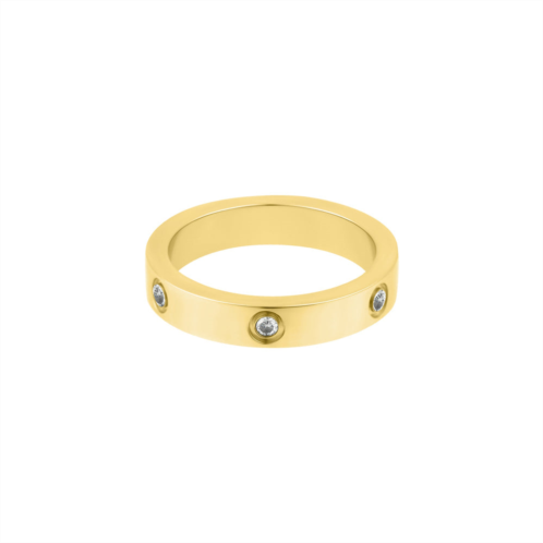 Adornia tarnish resistant 18k gold plated pave eternity band ring