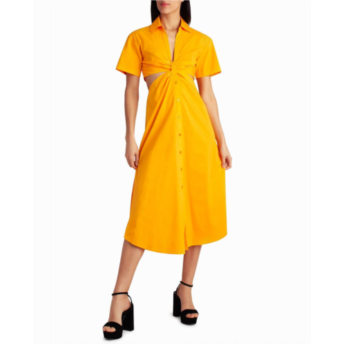 Nicole Miller caroline poplin midi shirt dress in flame orange