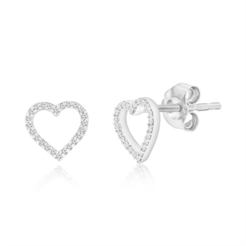 Simona sterling silver heart diamond studs