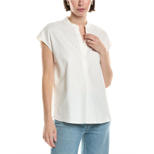 Vince band collar linen-blend popover