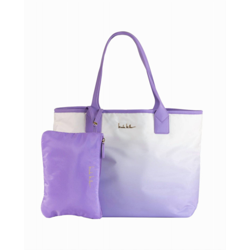 Nicole Miller womens nylon reversible tote bag in lavender ombre