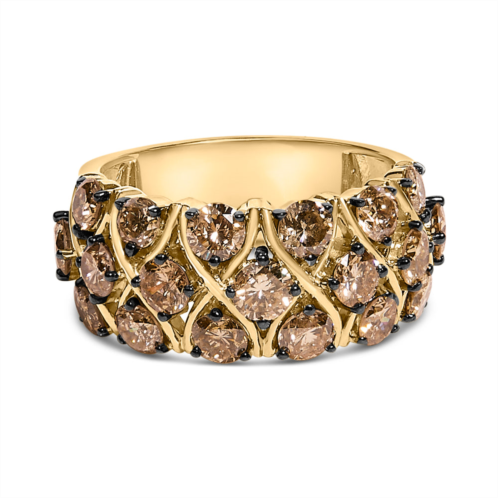 Haus of Brilliance 10k yellow gold plated .925 sterling silver 3.0 cttw champagne diamond multi lattice band ring