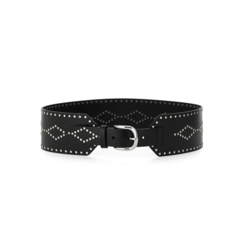 ISABEL MARANT neutrals lucie wide studded leather belt