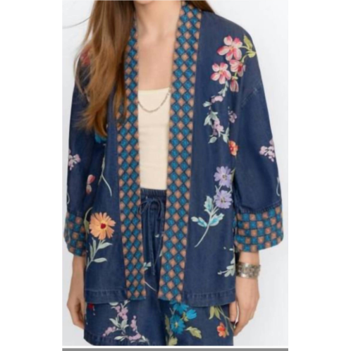 Johnny Was evangeline cropped kimono in denim