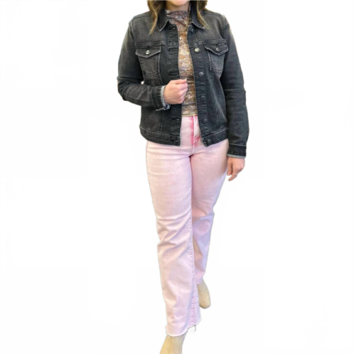 RISEN tummy control high rise straight jeans in pink