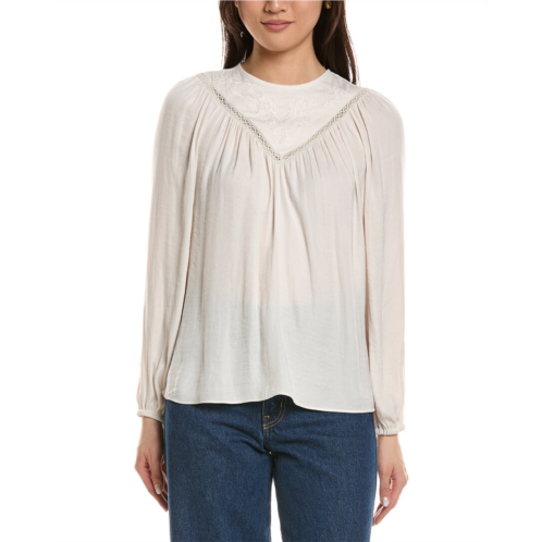 Philosophy embroidered crochet-trim blouse