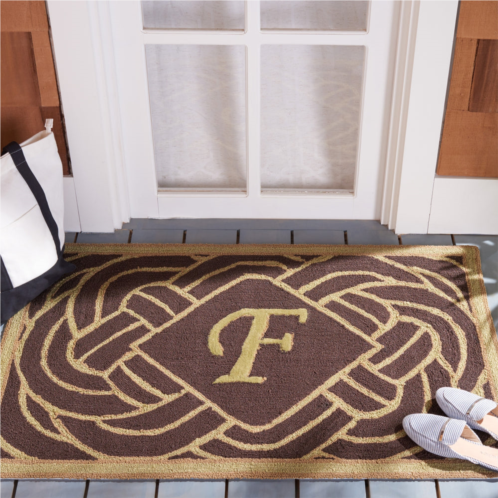 Safavieh monogram hand made area rug chocolate novelty style non-shedding