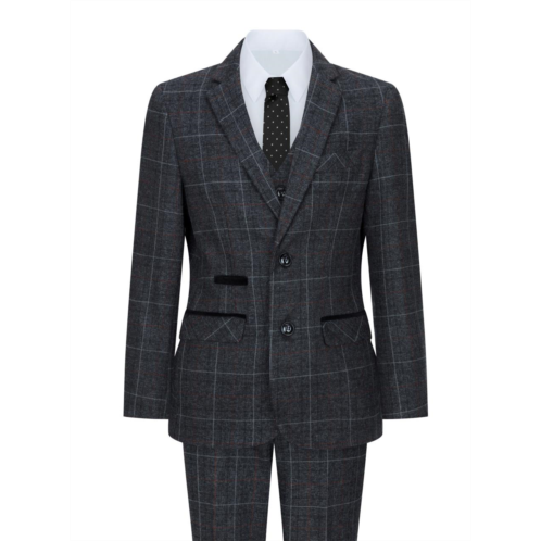 Oliver Tweed boys 3 piece charcoal grey Tweed check vintage retro suit