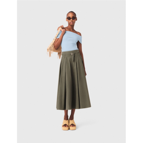 Maje cotton pleated maxi skirt