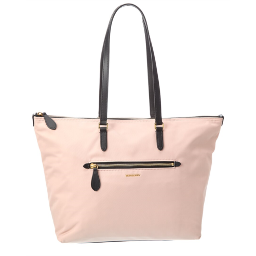 Burberry zip large nylon & leather tote