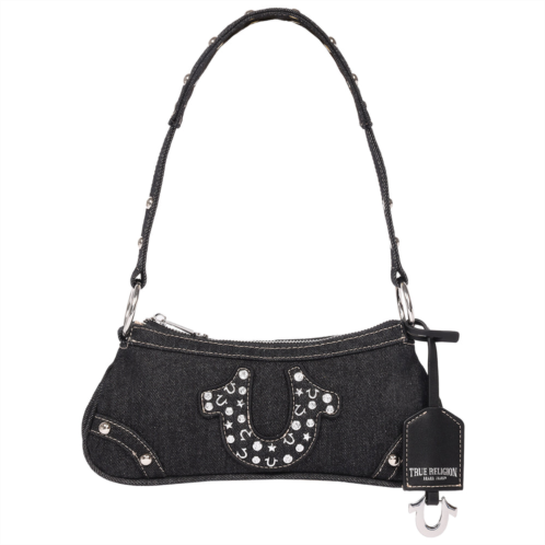 True Religion studded horseshoe de horseshoe denim shoulder bag