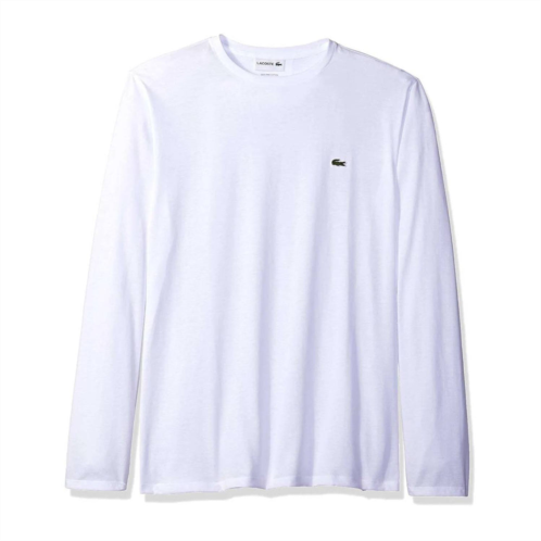 LACOSTE mens long sleeve jersey pima crewneck t-shirt in white