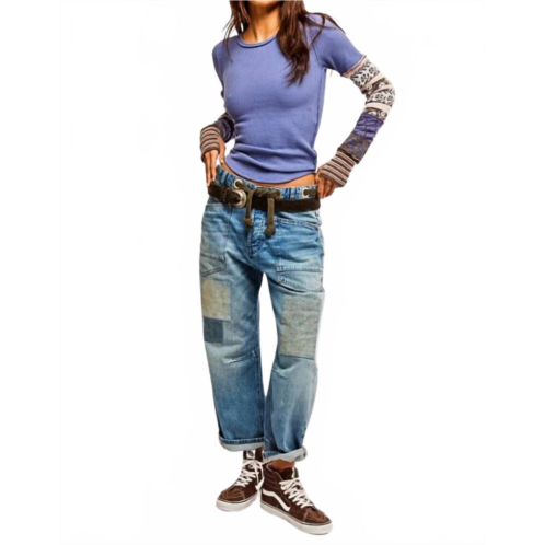 Free People womens all in cuff top in indigo combo