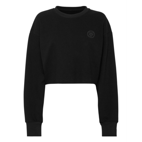PLEIN SPORT sponge cropped sweatshirt round neck ls