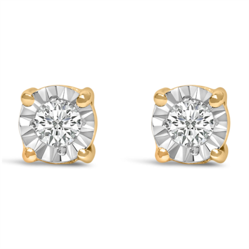 Haus of Brilliance .925 sterling silver 1/10 cttw round brilliant-cut lab grown diamond miracle-set stud earrings