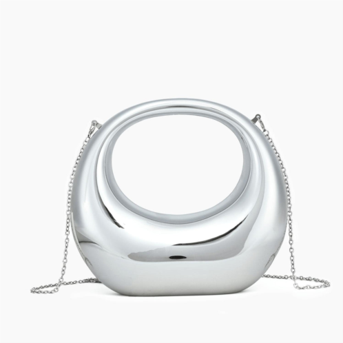 Like Dreams womens moonlit love metallic clear clutch bag in silver
