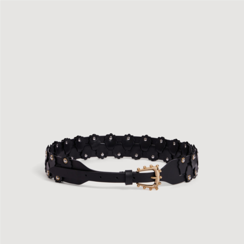 Sandro interlaced leather belt with studs