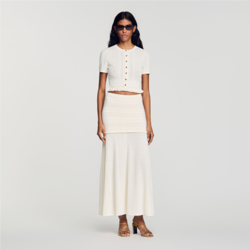 Sandro pointelle knit maxi skirt