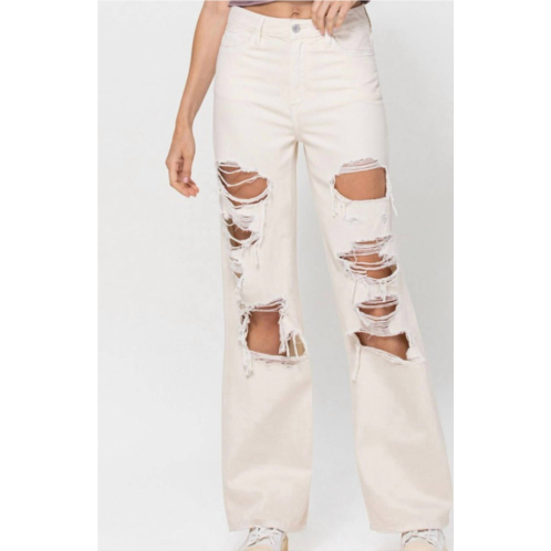 VERVET BY FLYING MONKEY jessy 90s dad jeans in cream