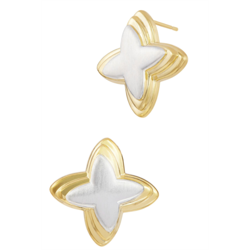 SAVVY CIE JEWELS gold and rhodium plated two tone star stud earring