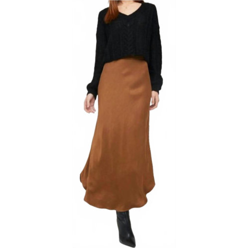 Bella Dahl bias slit skirt in twilight gold