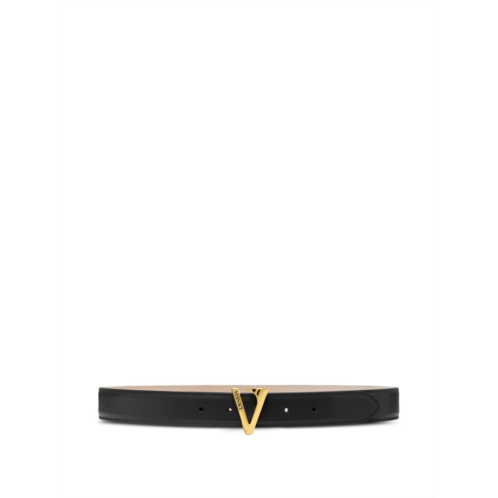 VERSACE pointed black calf leather belt