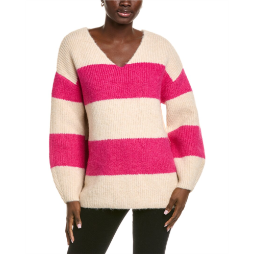 Endless Rose fuzzy striped oversized wool-blend sweater
