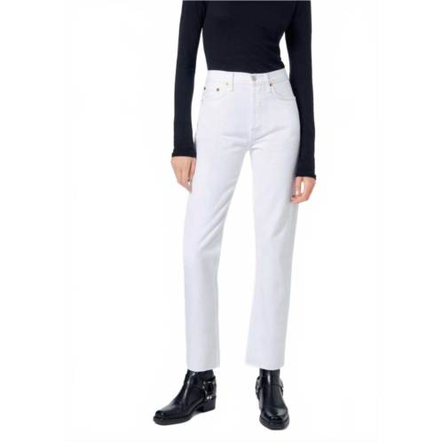 RE/DONE high rise stove pipe jeans in white