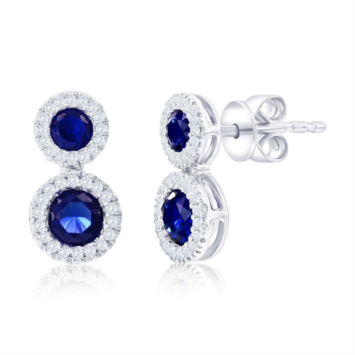 Simona sterling silver lab-grown sapphire and natural diamond earrings - 0.89ct