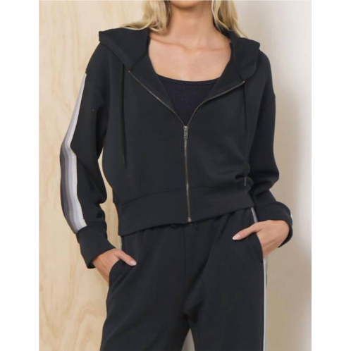 Vintage Havana victoria zip up hoodie in black with grey