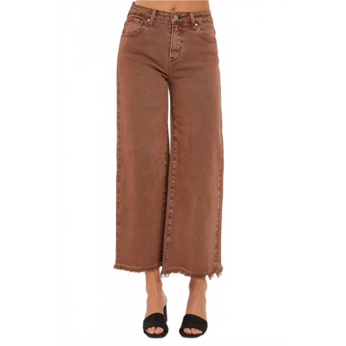 RISEN high rise crop wide leg pants in espresso