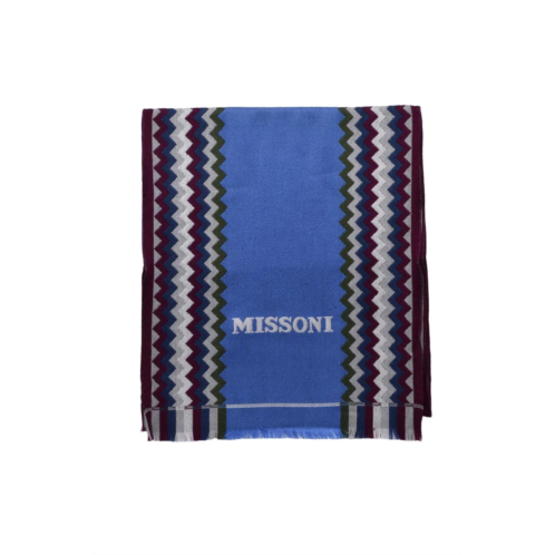 MISSONI sky blue bordeaux wool scarf
