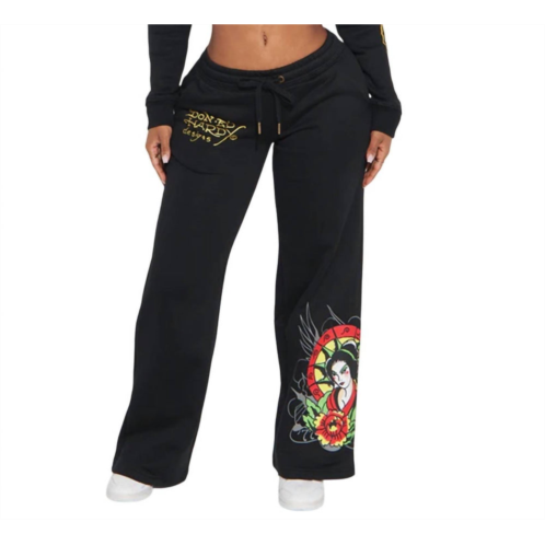 Ed Hardy lady flower sweatpant in black