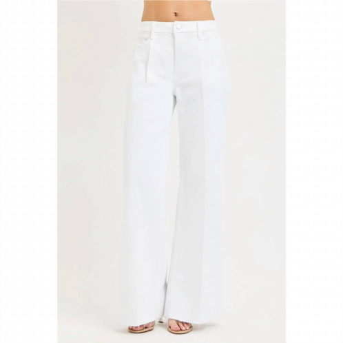 RISEN pleated wide leg pants in white