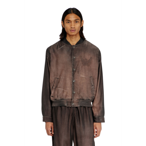 Diesel bomber jacket in fluid coated denim