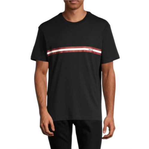 BALLY mens striped logo t-shirt in black
