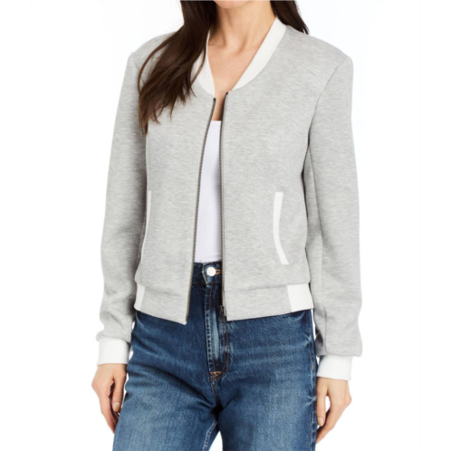 DREW bari zip front bomber jacket in heather grey