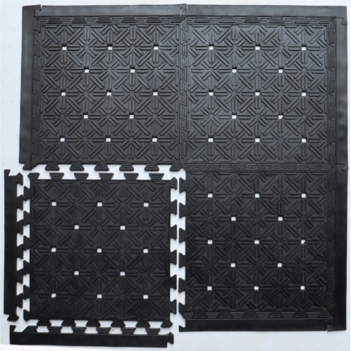 Imports Decor rubber interlocking floor tiles set of 4 non-slip wrought iron design mats indoor outdoor natural & recycled rubber flooring for pool patio