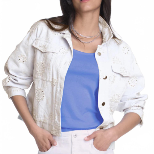 Elliott Lauren womens eyelet jean style jacket in white