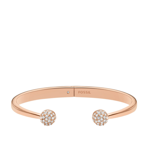 Fossil womens hazel glitz cuff rose gold-tone stainless steel cuff bracelet