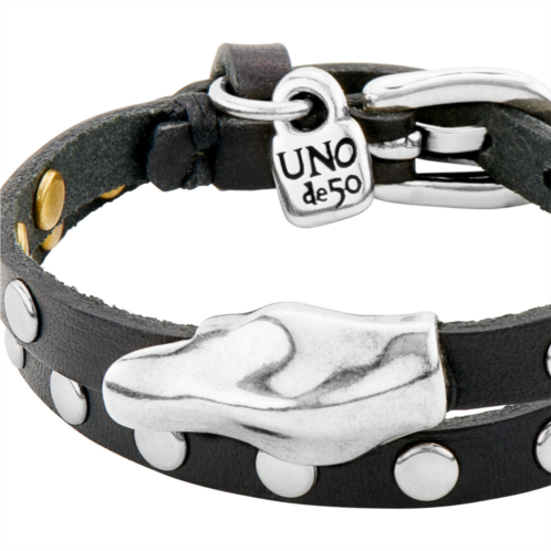 UNOde50 riveted leather buckle bracelet
