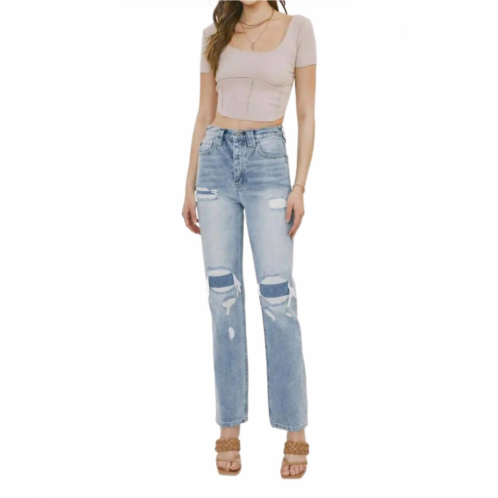 KanCan christian knee patch jean in light
