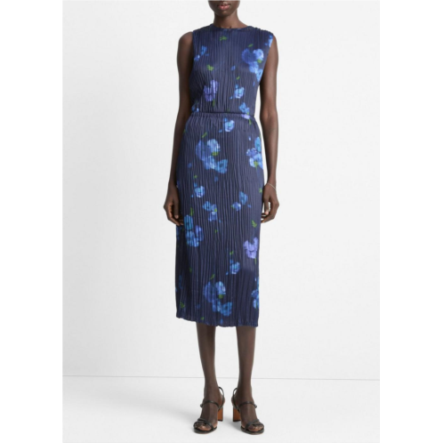 Vince poppy blur crushed satin column skirt