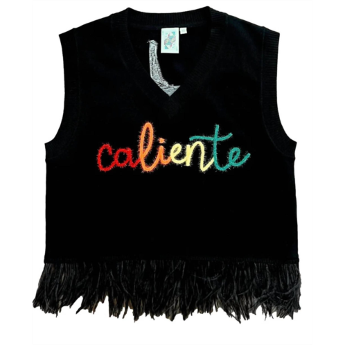 QUEEN OF SPARKLES caliente! feather tank in black