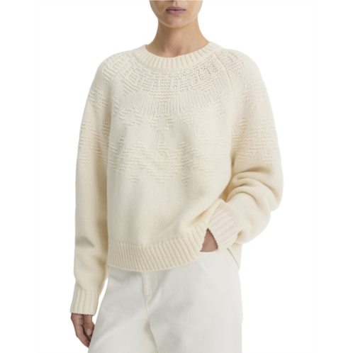 Vince textured raglan fairisle wool top