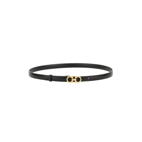 FERRAGAMO slim fit gancini gold buckle belt